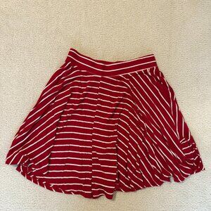 Vintage Red and White Striped rayon Women's mini Skirt in M
